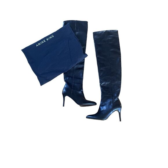 NEW nine Bing Tall Boots Over The Knee Round Toe Boots Size 37 - Picture 2 of 10